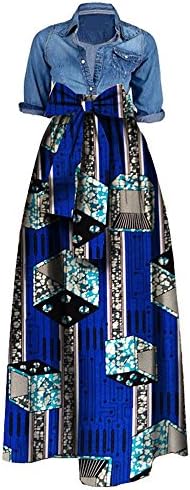 Niufaashion Womens African Print Dashiki Skirt High Waist Ball Gown Long Maxi A Line Dresses