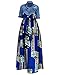 Huiyuzhi Womens African Print Dashiki Dress Long Maxi A Line Skirt Ball Gown (XXL, Blue-Black)