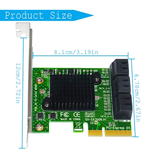 Expansion Card,Ubit Riser Card,PCIe 2.0 X2 to SATA III 6-Port Adapter Card (ASM Chipset) for IPFS Mining,Pci-e to SATA3.0 Expansion Card,SATA3.0 Riser Card 6G IPFS Hard Disk Expansion Card
