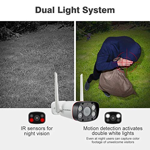 floureon Dual Light IP Wireless Bullet Security Camera 1080P Motion Detection IR Night Vision WiFi 2-Way Audio IP66 for Outdoor Security - Thumbnail 6