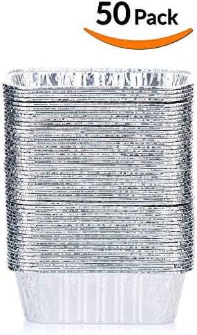 2 LB Mini Loaf Baking Pans - Disposable Aluminum Foil small Bread Tins, 6" X 3.5" X 2" (Pack of 50) By Jfoil
