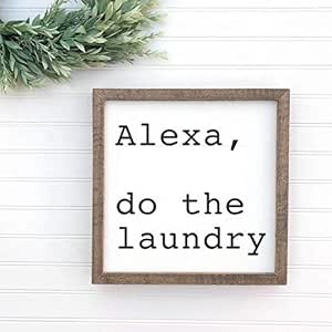 SIGNS Alexa Do The Laundry enmarcado de madera divertido, divertido
