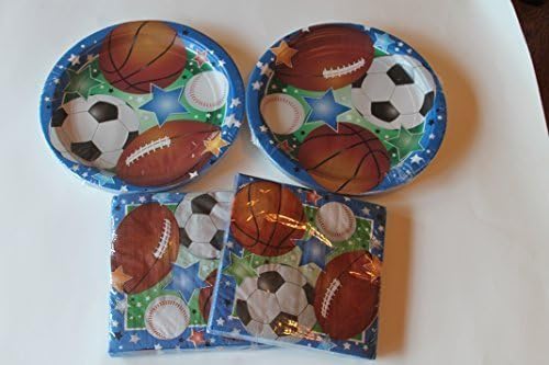 Platos de papel con temática deportiva y servilletas (baloncesto ...