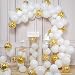 PartyWoo White and Gold Balloons, 100 pcs 12 Inch White Balloons and Gold Confetti Balloons, White and Gold Balloons Pack for White and Gold Baby Shower Decorations, White and Gold Wedding Decorations
