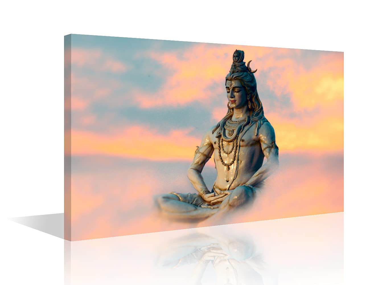 Indian Home Decor Shiva Lord Wall Paintings Deity of Hinduism Canvas Wall Art Hindu Wall Decorations for Living Room 1 Panel Contemporary Artwork Framed and Stretched Ready to Hang (16''Wx 24''H)