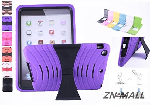 iPad Mini Case,Mini 2/3 Case,[Heavy Duty]Premium Shock-Absorbing Anti-Scratch Soft Rubber &amp;TPU Dual Layer Full-Body Rugged Hybrid Protective Case With KickStand For Apple iPad Mini 3/ 2/ 1 (Purple)