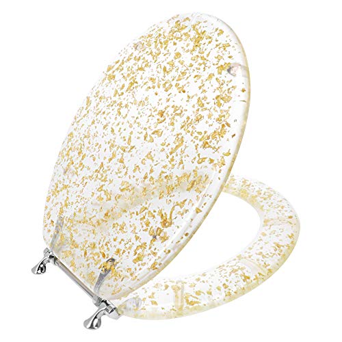 Ginsey Home Solutions Elongated Resin Toilet Seat, Gold Foil 59607