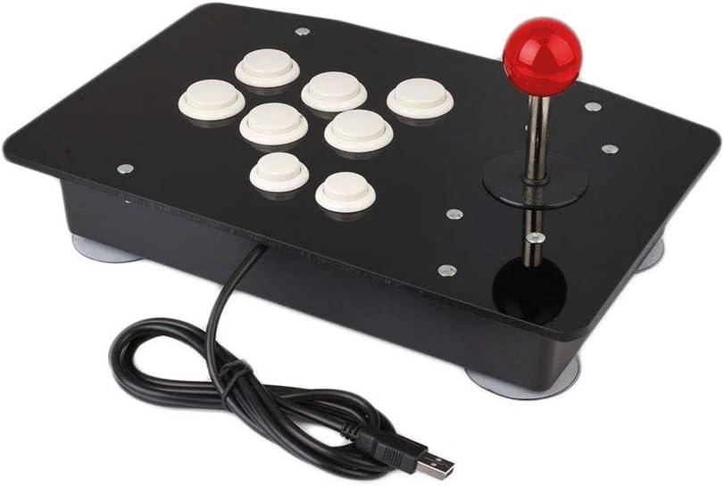 Anyutai 8 Video Games USB Key Arcade Fighting Stick Joystick Gaming Controller Gamepad for PC โ White โ 2 Plus
