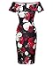 Pinup Fashion Women's Vintage Off Shoulder Ruffle Floral Print Cocktail Party Bodycon Pencil Dress