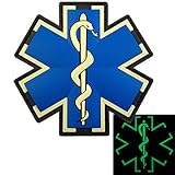 Glow Dark EMS EMT Medic Paramedic Star of Life Morale Tactical PVC 3D Hook&Loop Patch