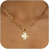 OLYNZO Chunky Cross Necklace for Women Trendy 14K Gold Silver Plated Statement Big Cross Pendant Paperclip Chain Charm Necklaces Religious Faith Easter Basket Stuffers Baptism Costume Jewelry Gift