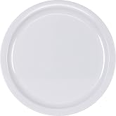 Carlisle FoodService Products Kingline Reusable Plastic Plate Dinner Plate for Home and Restaurant, Melamine, 10 Inches, White