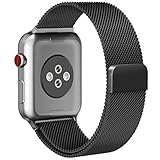 Apple Watch Band 42mm Fully Magnetic Closure Clasp Mesh Loop Milanese Stainless Steel iWatch Band for Apple Watch Series 3 Series 2 Series 1 Sport and Edition - Black