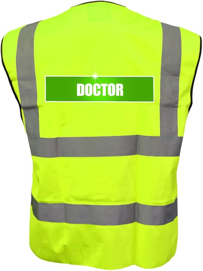 Reflective DOCTOR Hi Viz Vis Vest Waistcoat Jacket Safety Medical