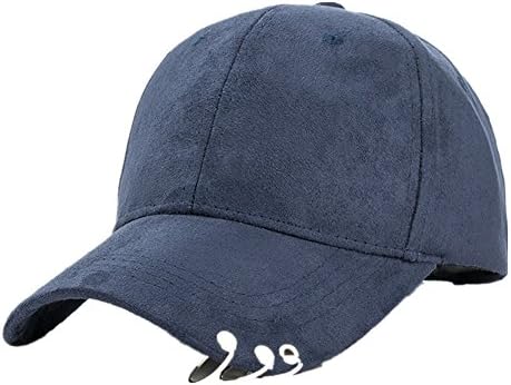 Nolan Beck Men Women Piercing Ring Suede Baseball Cap Snapback Caps (Navy)