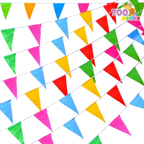 JOYIN 700pcs Cinco de Mayo Pennant Flags Banner 1000ft Nylon Cloth Banner Flags for Grand Opening, Party Celebrations, Classroom Decoration, Outdoor Birthday Decorations