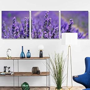 wall26 3 Panel Canvas Wall Art Romantic Lavender...