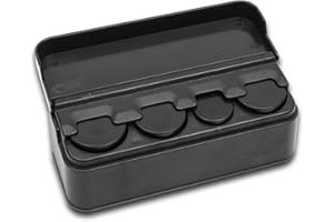 Yumfugu 1 PC Car Coin Storage Box, 4.52" x 1.57" x 1.37" Dashboard Center Console Large Capacity 0.98"/0.78" Four-Hole Coin Box, Portable Storage Accessory, Compatible with Most Car Models (Black)
