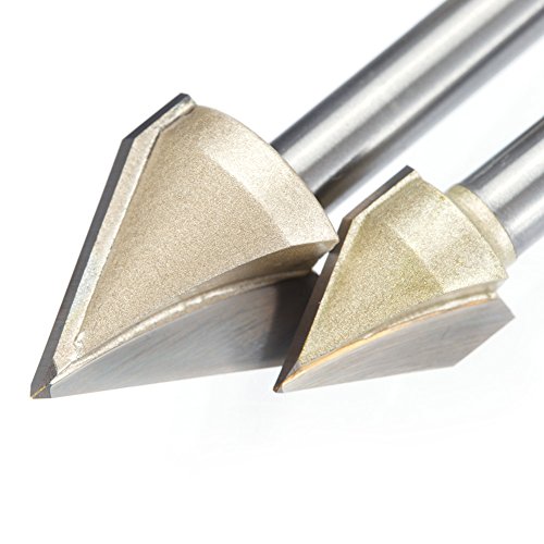 HUHAO 45 Degree Router Bits V-Groove Bit Cutting Tool with 19/32-Inch Cutting Diameter And 1/4-Inch Shank