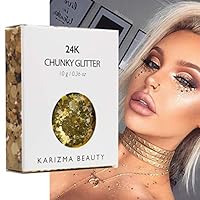 24K Gold Chunky Glitter ✮ KARIZMA BEAUTY ✮ 10g Festival Glitter Cosmetic Face Body Hair Nails