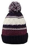 Simplicity Striped Knit Pom Winter Cuffed Beanie Hat for Men / Women
