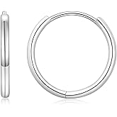 Monkton Huggie Earrings S925 Sterling Silver Minimalist Hoop Earrings - 14mm/16mm/18mm Chic Lightweight Hypoallergenic Women's Jewelry