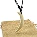HZMAN Men's White Teeth Pendant Wild Boar Tusks Tribal Necklace Adjustable - Outdoor Amulet
