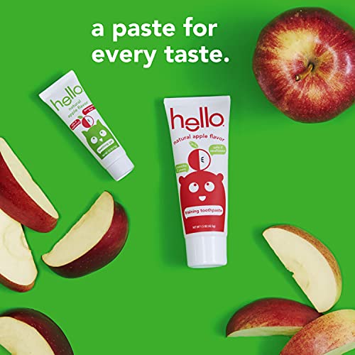 Hello Natural Apple Flavor Kids Fluoride Free Training Toothpaste, For