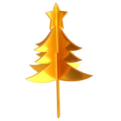 Buy Crmresin Golden Christmas Tree Acrylic Cake Toppers Xmas Cake Decorations For Birthday Online At Low Prices In India Amazon In