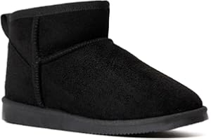 FabKids Girls Winter Mid Calf Snow Boots Warm Faux Fur Lined Non-Slip Shoes for Toddler Little Kid Big Kid