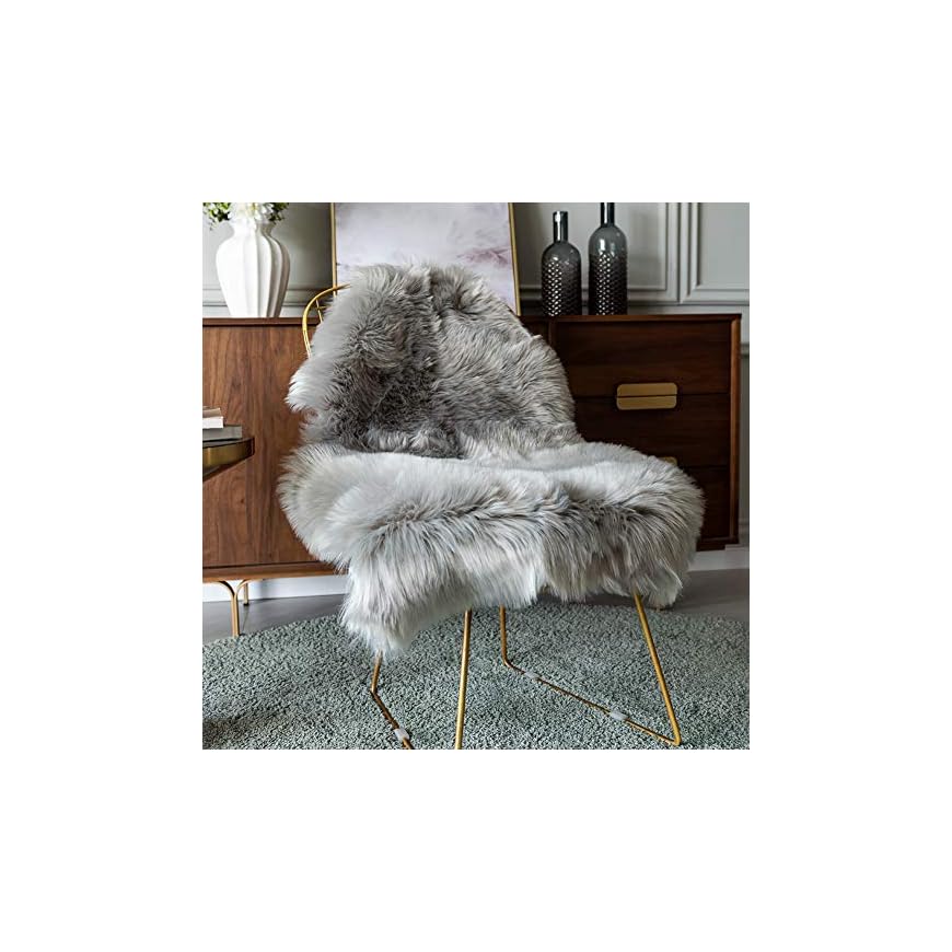 Carvapet Luxury Soft Faux Sheepskin Chair Cover Seat Pad Plush Fur Area