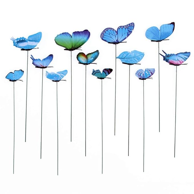 Haihuic 12pcs Mariposa 3D para Maceta de jardín Plantador Estacas ...
