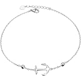 FLYOW S925 Sterling Silver Anklet for Women Summer Boho Beach Charm Adjustable Foot Ankle Bracelet Jewelry Birthday Gift