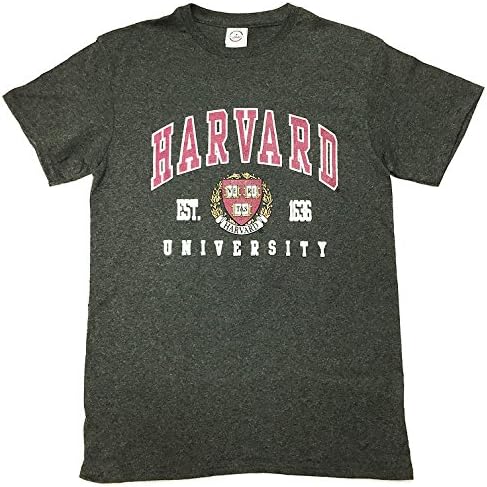 Licensed Harvard Gear Harvard University T-shirt with Crest (Large, Charcoal)
