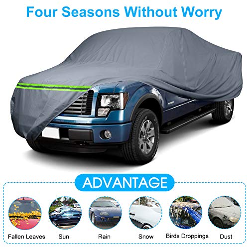 KAKIT Waterproof Truck Cover 6 Layers Pickup Truck Cover All Weatherproof with Door Zipper for Auto Vehicle Outdoor Indoor(Fit Truck Up to 242")