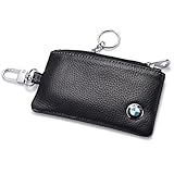 BMW Car Key Holder Remote Cover Fob with 1 Metal Keychain - Genuine Leather