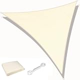 KAHEIGN 3m x 3m x 3m Sun Shade Sail Cream 98% UV Block 180gsm Waterproof