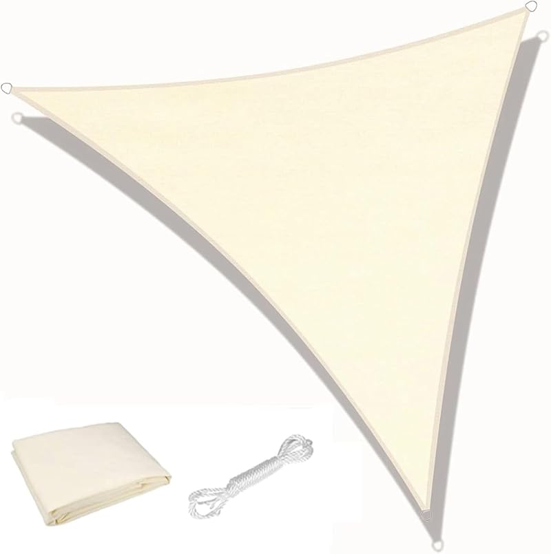 KAHEIGN 3m x 3m x 3m Sun Shade Sail Cream 98% UV Block 180gsm Waterproof