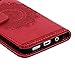 Badalink S7 Edge Case,Galaxy S7 Edge Case Retro 3D Embossed Flower Wallet Purse Magnetic Flip PU Leather Kickstand Case Card Holders Soft TPU Inner Bumper Hand Strap & Dust Plug Stylus Pen Red