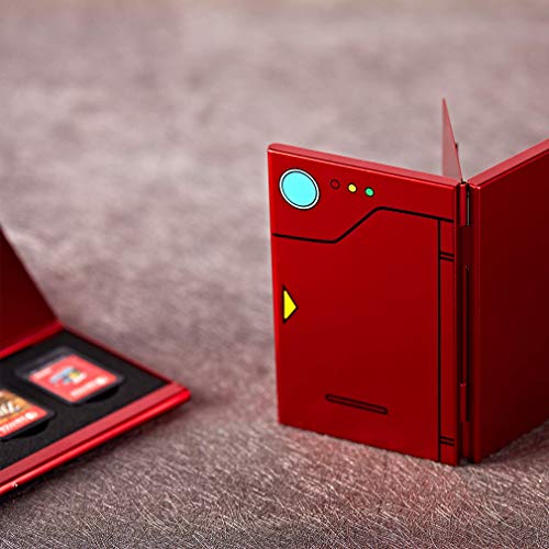 Funlab Premium Game Card Case for Nintendo Switch, Portable and Thin, Aluminum Game Storage Card Holder Box Suitable for 6 Game Cards –Pokedex Red
