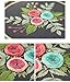 Full Range of Embroidery Starter Kit with Pattern, Kissbuty Cross Stitch Kit Including Embroidery Cloth with Floral Pattern, Bamboo Embroidery Hoop, Color Threads and Tools Kit (Black Flower)