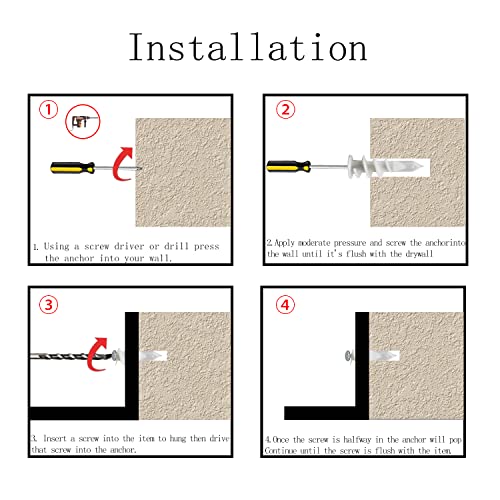 #8 Self Drilling Drywall Anchors and Screws Kit, 50pcs Wall Anchors and Screws for Drywall, 8 x 1-1/4
