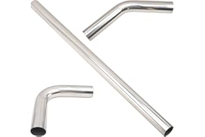 FGJQEFG 4 Inch DIY Custom Mandrel Exhaust Pipe Tube Pipe, 40 Inch Straight Pipe, 4''OD Straight & Mandrel Bend Pipe(45/90 Degree) Kits, T304 Stainless Steel, Universal Fitment - 3PCS