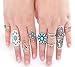 1set/lot for Children Ring Size 14-16mm Bohemian Style Vintage Anti Silver Color Rings Turquoise Deer Fawn Geometry Arrow Rings Set (Style 1)