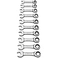GEARWRENCH 10 Piece 12 Point Stubby Ratcheting Combination Wrench Metric Set | 9520D