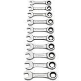 GEARWRENCH 10 Pc 72T Stubby Ratcheting Combination Metric Wrench Set| 9520D