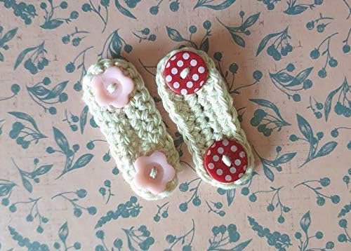Crochet Ear Saver/Mask Mate/Linen with Pink buttons