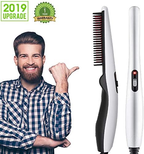 Beard Straightener Comb, Quick Electric Heated Beard Brush Beard Styler for Men, Travel Portable Styling Comb beard iron, Multifunctional Hair Straightening Brush (W88-989)
