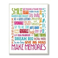 The Kids Room by Stupell Smile Make Memories Rainbow Rectangle Wall Plaque, 11 x 0.5 x 15, Proudly Made in USA