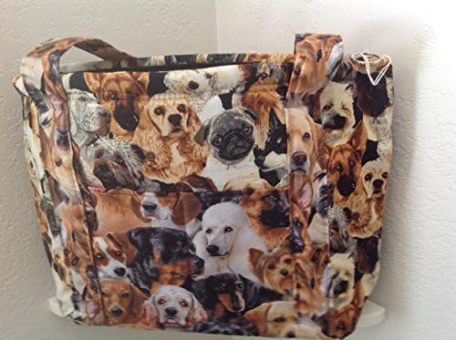 Dog print handbag concealed carry zippers washable, storage pockets